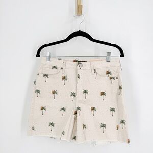 NYDJ Cream Shorts with Palm Print